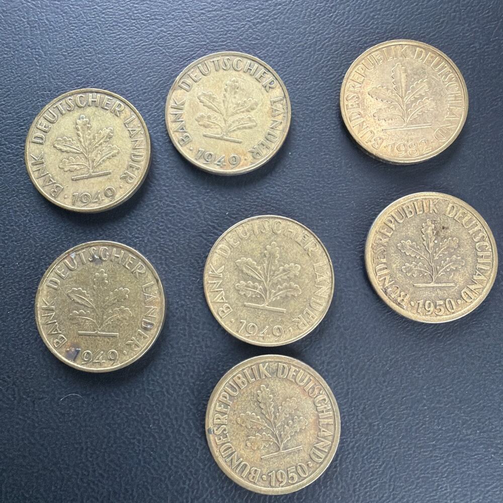 Lot Of 7 West Germany 10 Pfennig 1949(4), 1950(2), 1982(1) Mixed Coins